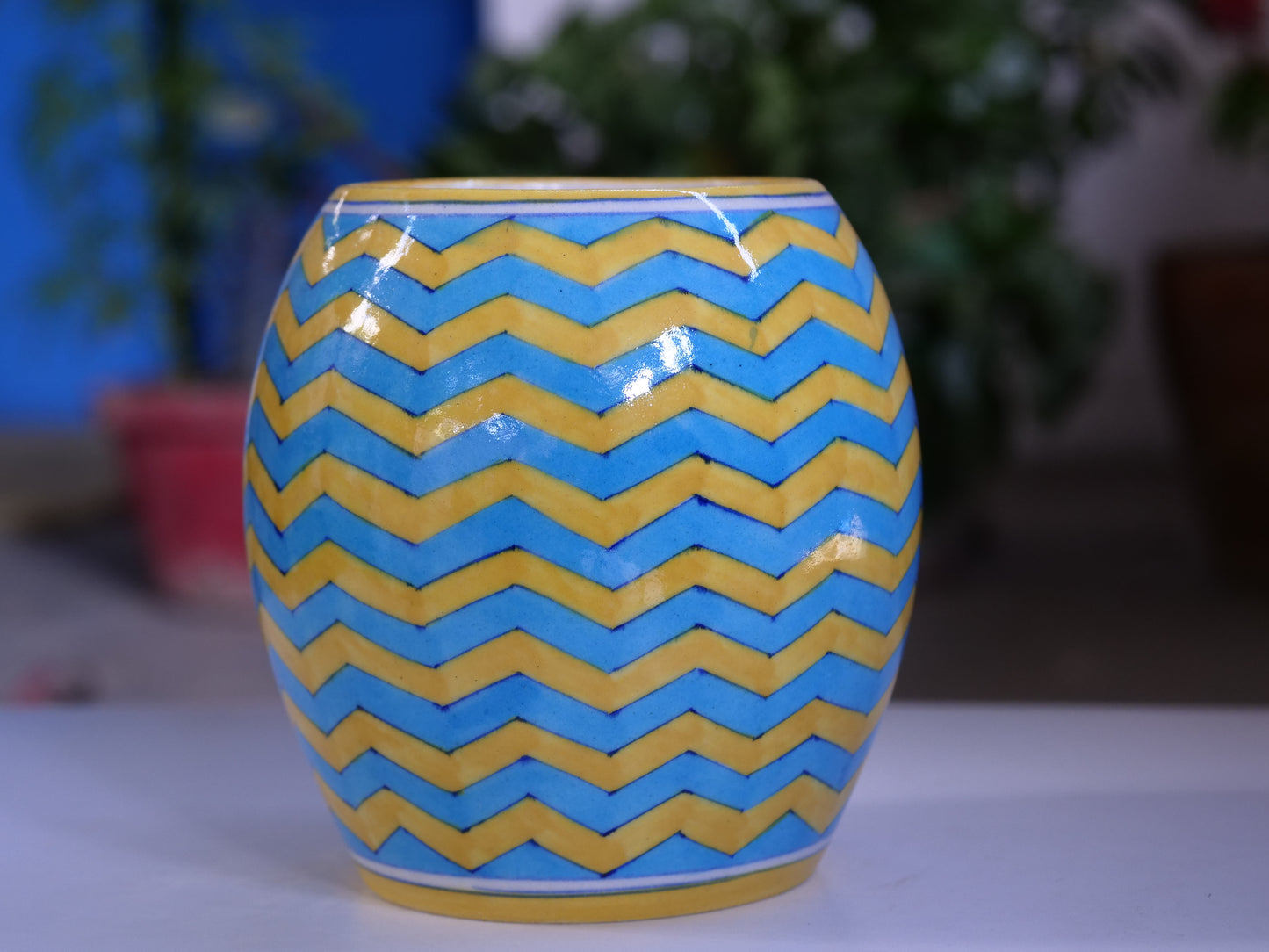 Blue Pottery Flower Vase:-7