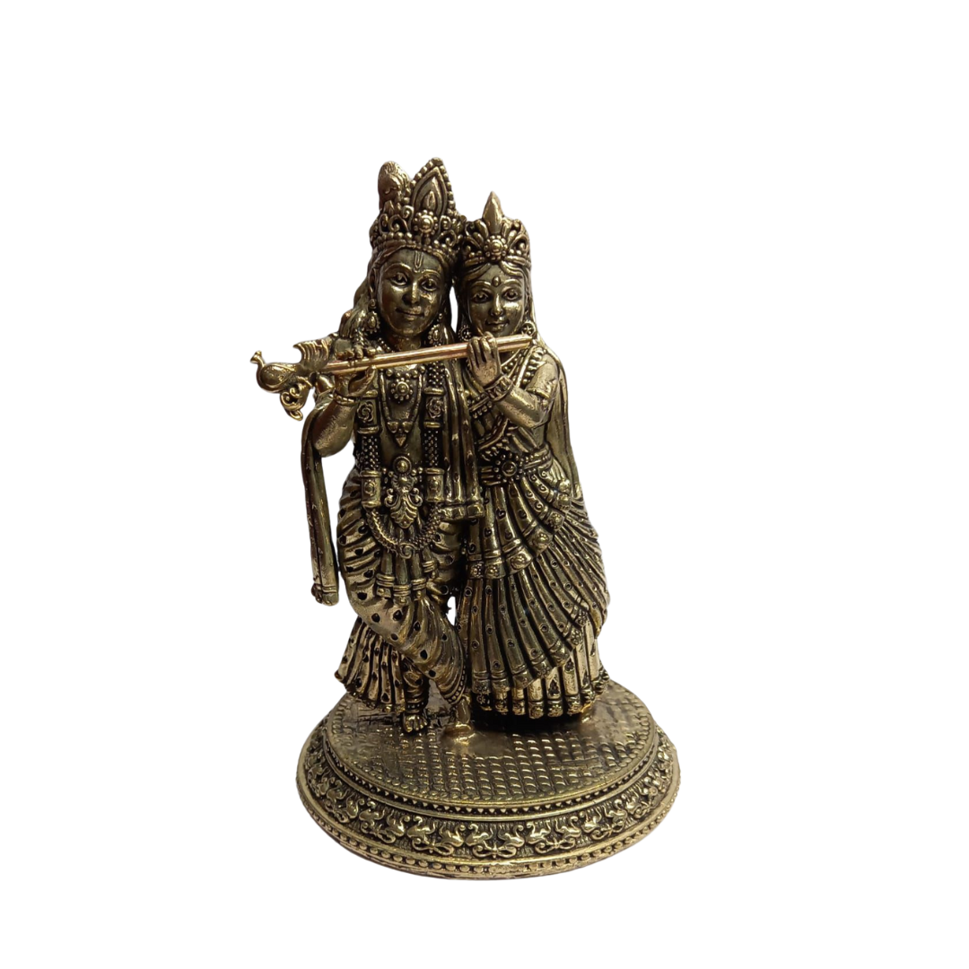 Navkara Brass Radha Krishna Idol ā 5 Inch, 282 gm | Decorative Statue for Home Temple, Office, or Gift Purpose