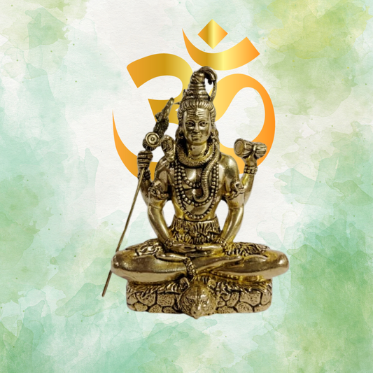 Navkara Lord Shiva Idol | 4 Inch | Brass Finish | 190g | Seated Mahadev Statue for Home Temple, Office, and Gifting