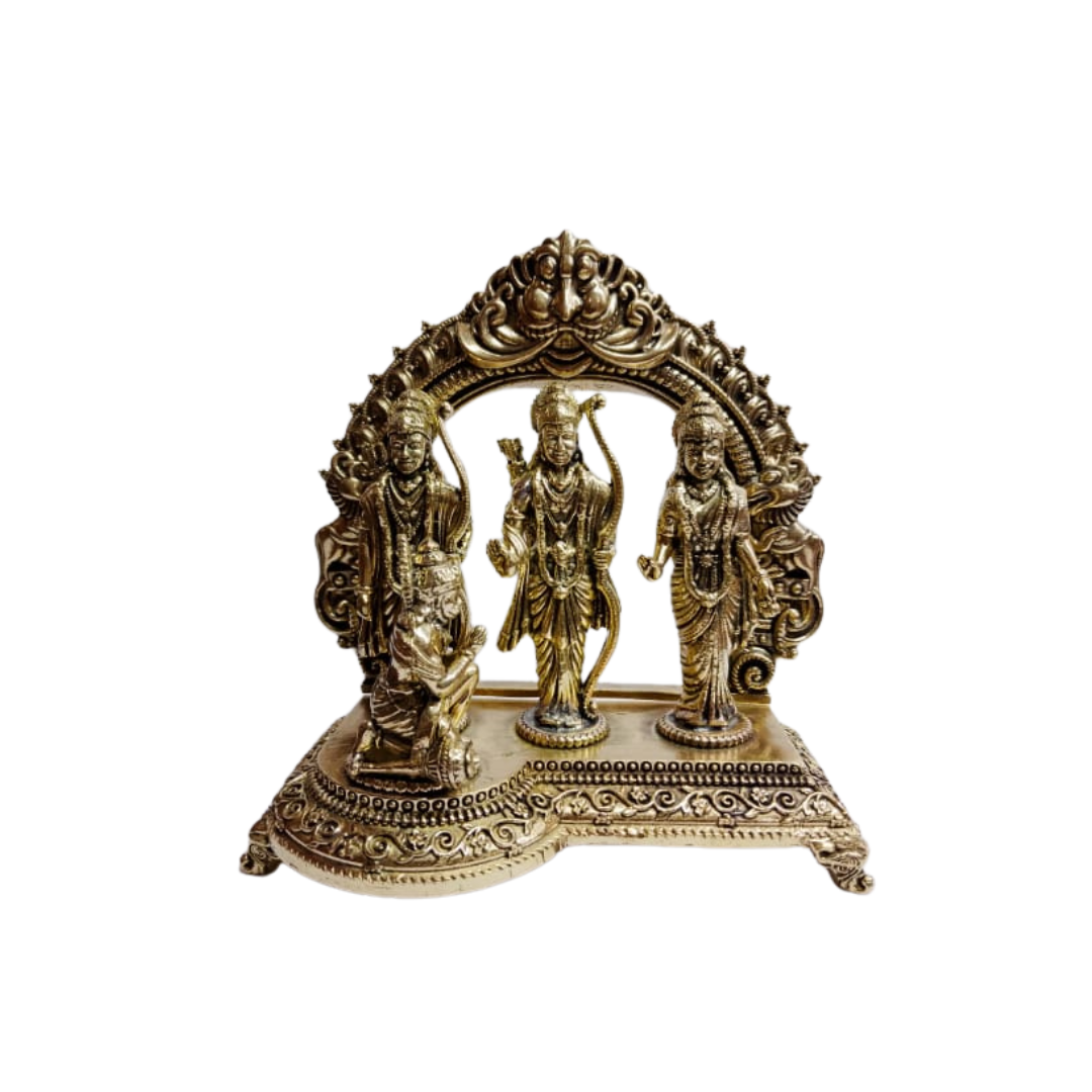 Navkara Ram Darbar Idol | 3.5 Inch | Brass Finish | 180g | Decorative Hindu God Figurine for Home Temple, Office, and Gift Purpose