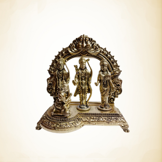 Navkara Ram Darbar Idol | 3.5 Inch | Brass Finish | 180g | Decorative Hindu God Figurine for Home Temple, Office, and Gift Purpose